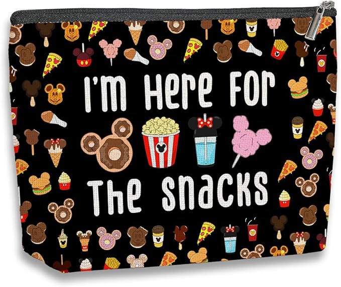 Magic Kingdom Lover Gift Halloween Snacks Cosmetic Bag Snacks Bag for Travel Cute Toiletry Bag for Girls Teens Friends Makeup Organizer Zipper Pouch (for The Snacks Black)