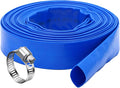 DAVCO 1.25" x 100 ft Pool Backwash Hose, Heavy Duty Reinforced Blue PVC Lay by DAVCO