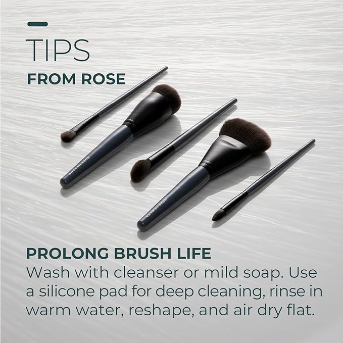 Rose and Ben Beauty Essential 5 Piece Makeup Brush Set and Travel Case | Professional Eye and Face Brushes for Liquid, Cream and Powder Formulas | Cruelty Free
