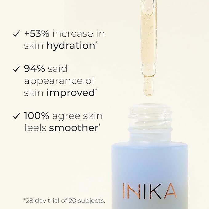 INIKA Hyaluronic Hydration Complex | Clinically Proven. 100% Natural. Lightweight, Oil-Free Serum Boosts Hydration, Protects Skin Barrier and Minimizes Fine Lines + Wrinkles. 30mL