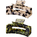 Cellulose Acetate Hair Claw Clips, Rectangle Tortoise Shell Celluloid Strong Hold Clips for Thin Thick Hair, Barrette Jaw Clamp Styling Accessories for Women Ladies Mother (2 Pack)