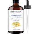Majestic Pure Frankincense Essential Oil with Glass Dropper - 3.4 Fl Oz - 100% Pure and Natural Frankincense Oil - Premium Grade Essential Oils for Diffuser, Aromatherapy, Soap and Candle Making