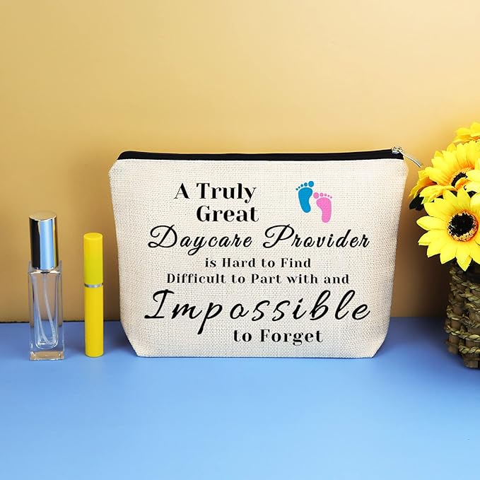 Daycare Provider Gift Makeup Bag Daycare Teacher Appreciation Gifts Caregiver Gifts for Women Babysitter Cosmetic Bag Thanksgiving Christmas Gift for Daycare Provider Teacher Travel Toiletry Bags
