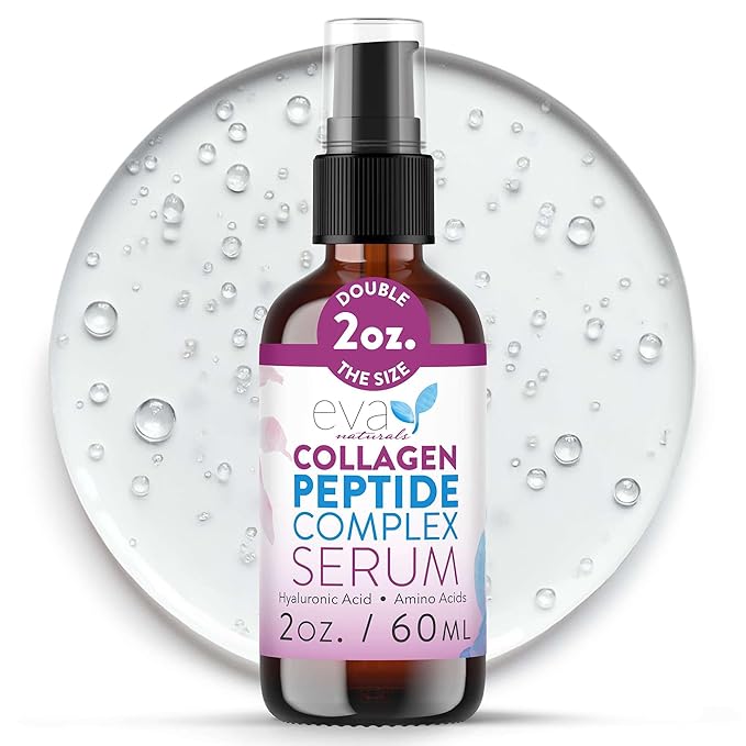 Collagen Peptide Serum for Face – Anti Aging Facial Treatment with Peptides & Hyaluronic Acid – Gentle Formula for Sensitive Skin, Microneedling Pen, Derma Roller, Skin Firming & Hydrating (2 Oz)