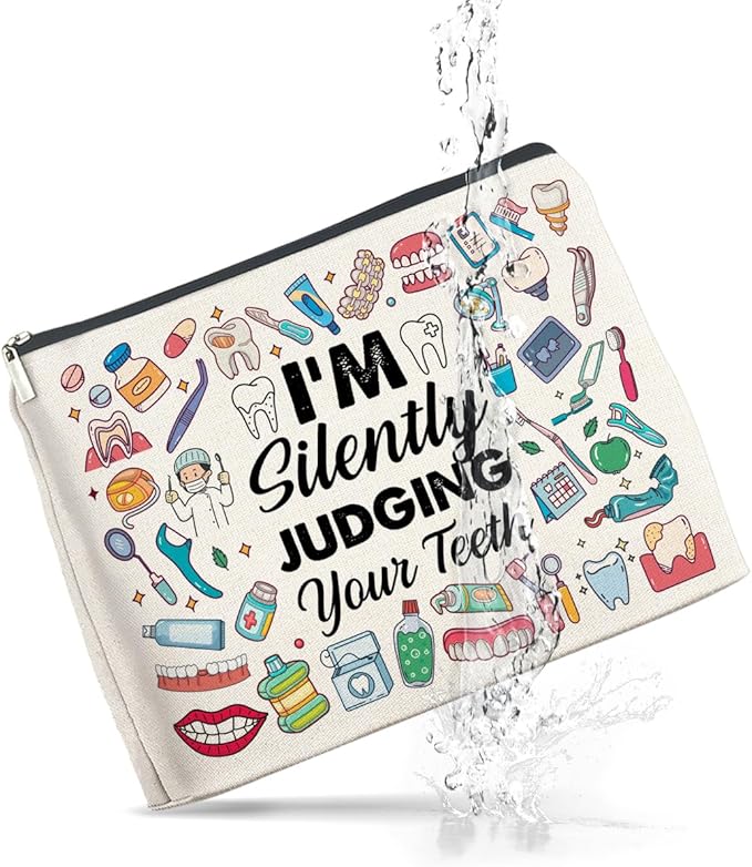 Dental Professional Makeup Bag - I'm Silently Judging Your Teeth Zipper Pouch for Caregivers & Graduates