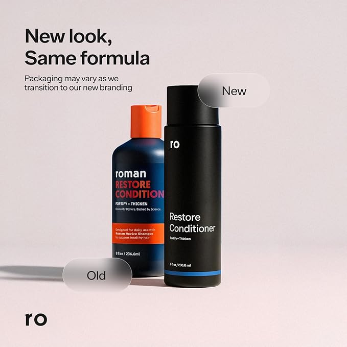 Ro Men's Revive Shampoo & Restore Conditioner Duo | Exfoliates, Clarifies, Fortifies & Moisturizes for Thicker Looking Hair, Made Without Sulfates, Parabens, or Phthalates | 8 fl oz (Pack of 2)