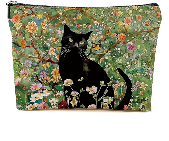 Secret Santa Gifts Black Cat Makeup Bags for Women - Cat Gifts for Women Girls Cats Lovers Sister Coworker, Cats Mom Gifts Cosmetic Bag Travel Organizer Zipper Christmas Birthday Friendship Gift