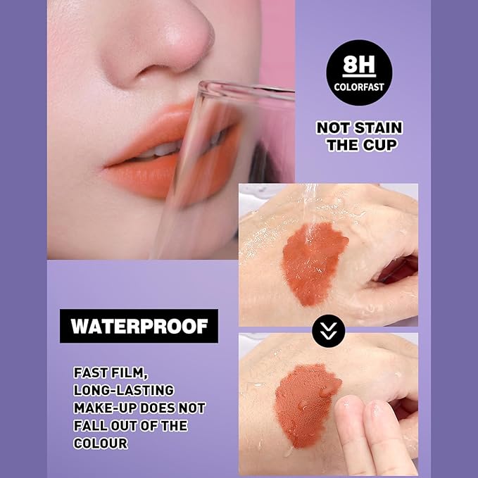 6pcs Matte Liquid Lipstick Makeup Set, Dark Black Green Purple Red Orange White Lip Gloss Kit With Case, Vivid Vampire Velvet Lip Stick for Halloween Cosplay Goth Costume Makeup