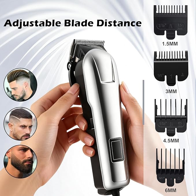 2 Pack Hair Clippers for Men Cordless Clippers for Hair Cutting Rechargeable Beard Hair Trimmer LED Display stocking stuffers for men