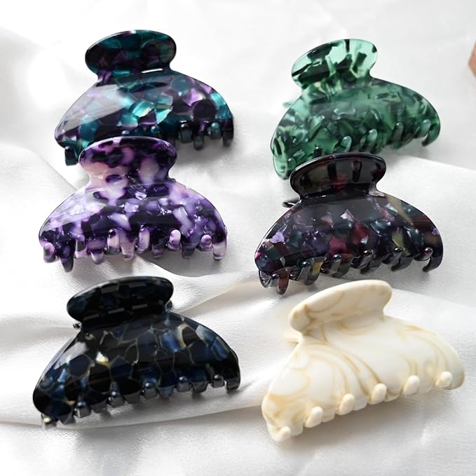 Handmade Celluloid Acetate French Design Barrettes Tortoise Shell Claws Hair Claw Luxury Fashion Accessories Hair Clip for Women (Forest)