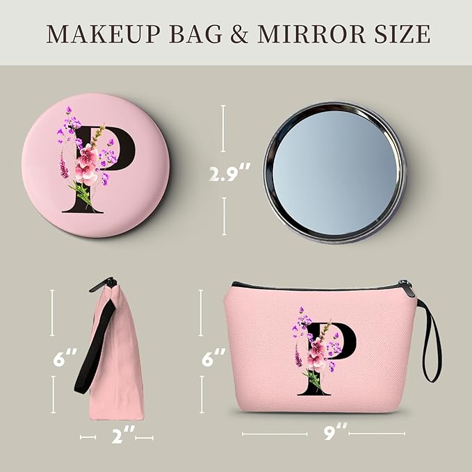 Birthday Inspirational Bridesmaid Proposal Team Small Gifts for Women Mom Aunt Teacher Sister Coworkers Makeup Cosmetic Bag Travel with Mirror Mothers Day Christmas Graduation P