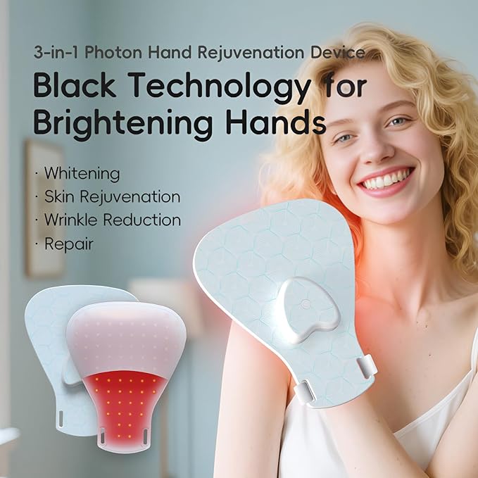 Red Light Therapy Glove for Hands - 630nm & 830nm LED Device for Pain Relief & Skin Rejuvenation, Rechargeable Hand Care with Auto Shut-Off