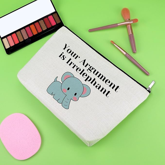 Elephant Gifts Elephant Lover Gifts Makeup Bag Elephant Themed Gifts for Women Elephant Inspirational Gifts Thank You Gift for Elephant Breeder Friend Animal Lover Birthday Gifts Cosmetic Pouch