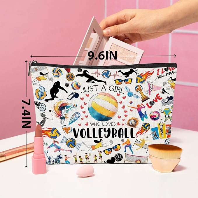 Christmas Thank You Gifts, Volleyball Gifts for Women Volleyball Makeup Bag Cosmetic Bag Toiletry Bag Zipper Pouch for Women Sister Friend Volleyballs Lover Teacher Coach Birthday Friendship