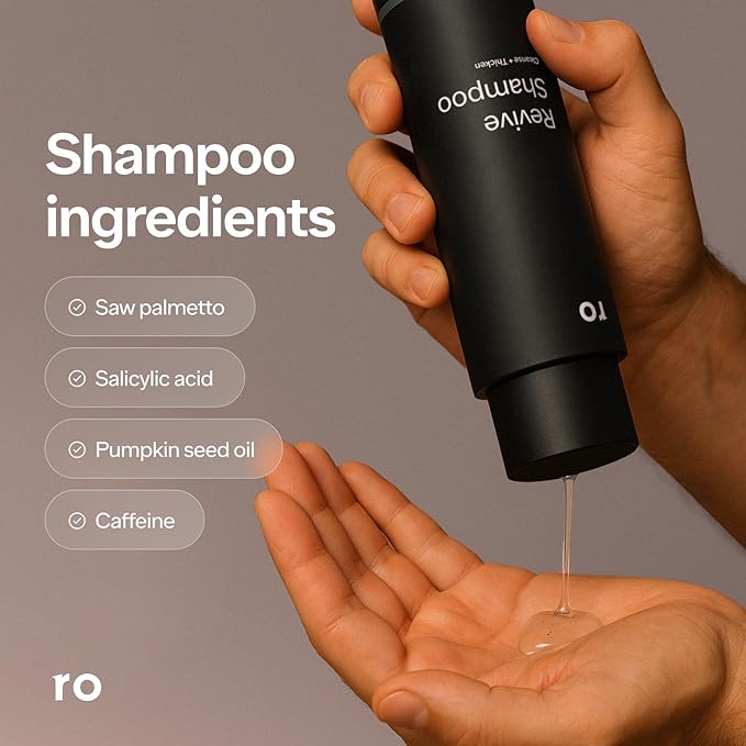 Ro Men's Revive Shampoo & Restore Conditioner Duo | Exfoliates, Clarifies, Fortifies & Moisturizes for Thicker Looking Hair, Made Without Sulfates, Parabens, or Phthalates | 8 fl oz (Pack of 2)