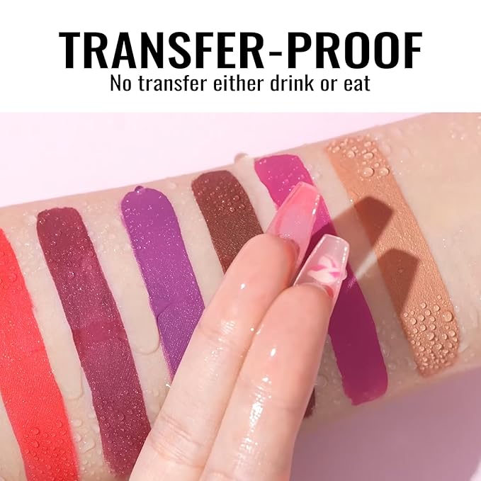Oulac Red Matte Liquid Lipstick for Women, Long Lasting Lipstick Waterproof Lip Stain, No Transfer, Creamy High Pigmented Formula with Rose Oil, Vegan & Cruelty-Free MS07