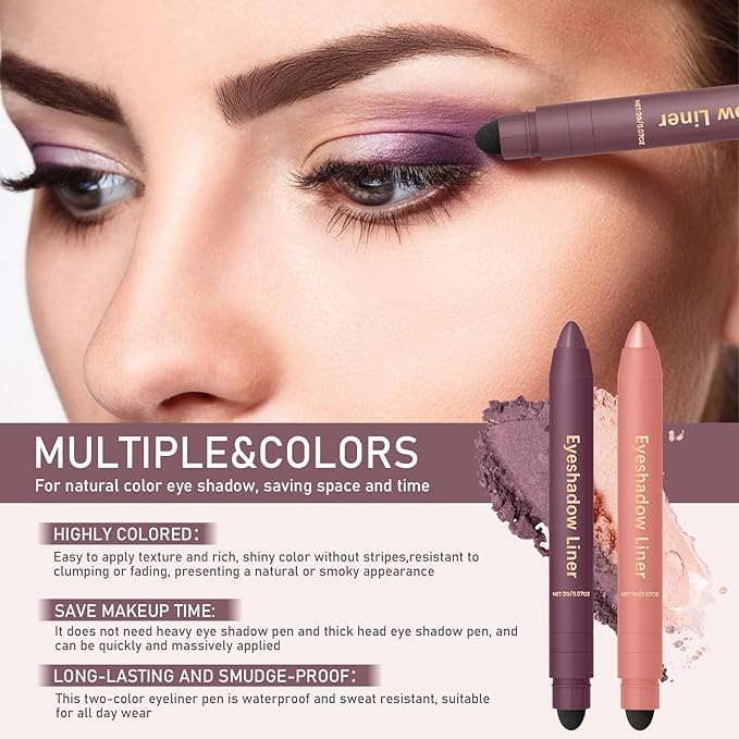Perfect Color Duo-Shadow Liner 2-in-1 Eyeliner & Eyeshadow - Waterproof & Smudge-Proof Shadow Liner Duo, All-Day Wear with Smudge Brush, Creamy Easy-Glide, For Effortless Smoky Or Natural Eye Makeup