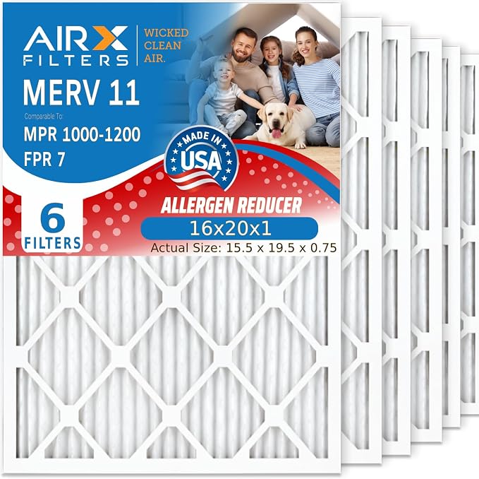 AIRX FILTERS WICKED CLEAN AIR. 16x20x1 Air Filter MERV 11 Electrostatic Pleated by AIRXFILTERSWICKEDCLEANAIR
