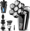 Hexus Head Shavers for Bald Men, Detachable Head Shaver Dry/Wet Bald Head Shaving for Men, IPX7 Waterproof Electric Razor Grooming Kit with LED Display and Type-C Charge, Black