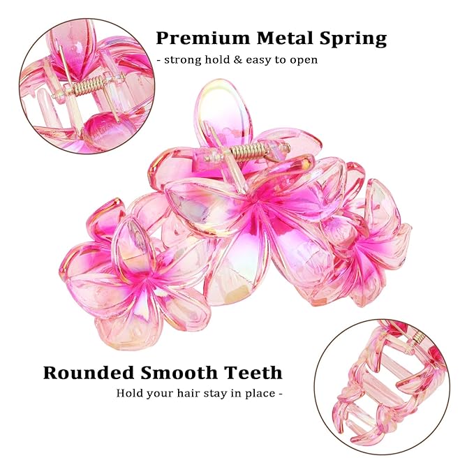 Hawaiian Flower Hair Clips Large Matte Hair Claw for Women Non-Slip Strong Hold Clips for Thick Hair, Hair Accessories for Women and Girls