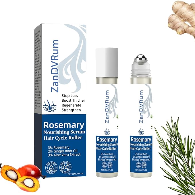 Rosemary Hair Growth Serum Roll-On for Thinning Hair with Saw Palmetto & Tea Tree — Lightweight, Non-Greasy Scalp Oil for Hair Regrowth Support
