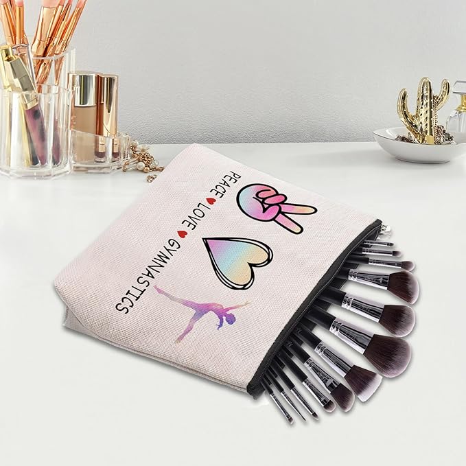 Cosmetic Makeup Bag Gifts for Gymnastics Lover Women, Gymnastic Coach Gift, Gymnastics Athletics Birthday Gifts for Her Friend Sister Daughter