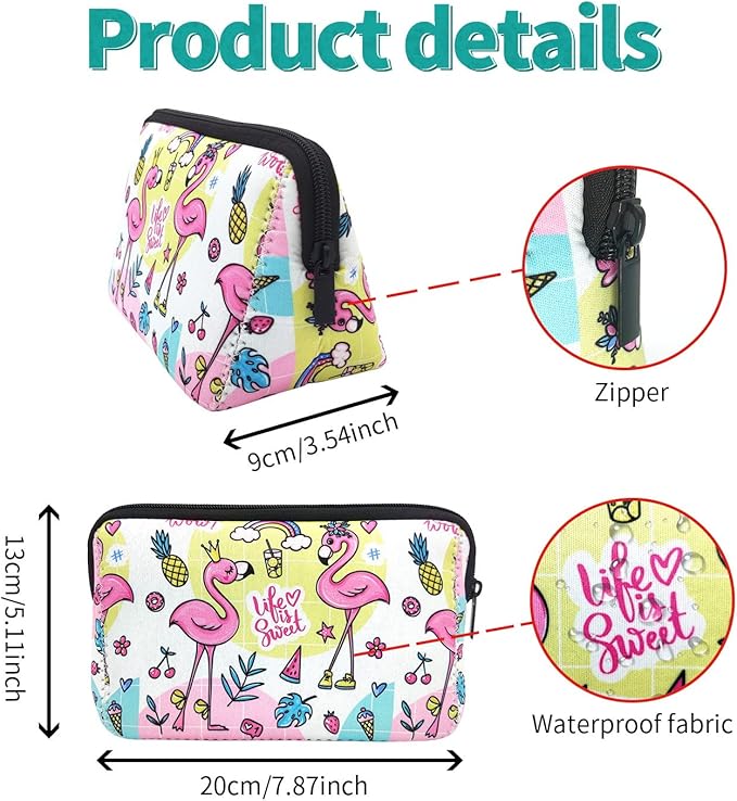 Cosmetic Bag Waterproof Neoprene Zipper Pouch Travel Portable Toiletry Makeup Bags Organizer Case for Women and Girls