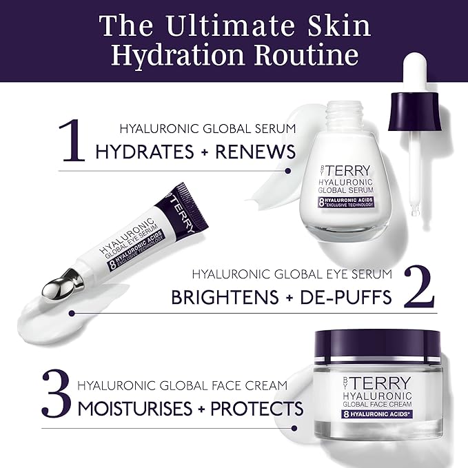 By Terry Hyaluronic Global Face Serum, Reduces Wrinkles & Fine Lines, Vegan & Fragrance Free, Suitable for All Skin Types, 1.1 fl oz