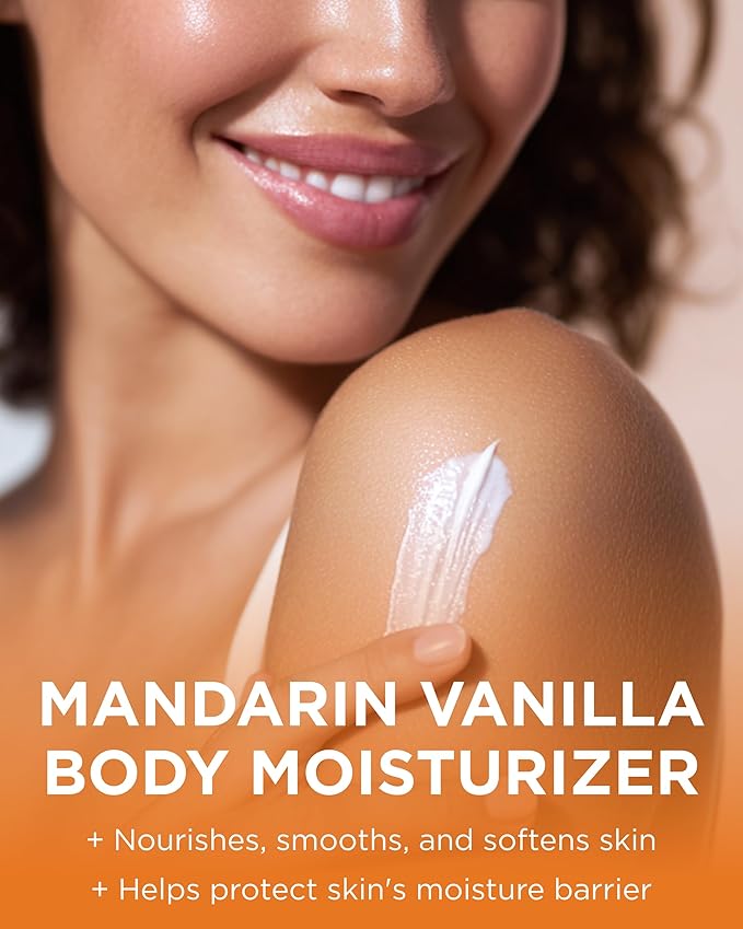 Andalou Naturals Vitalizing Body Lotion Mandarin Vanilla - Hydrating Daily Moisturizer to Nourish Dry Skin - With Shea Butter, Cocoa Butter, Rose Hip Oil, Argan Oil, & Aloe Vera - 8 fl oz