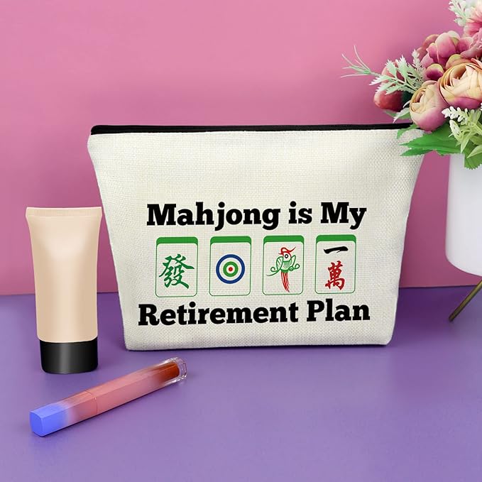 Sazuwu Mahjong Lover Retirement Gifts for Her Cosmetic Travel Pouch Birthday for Mom, Grandma, Aunt