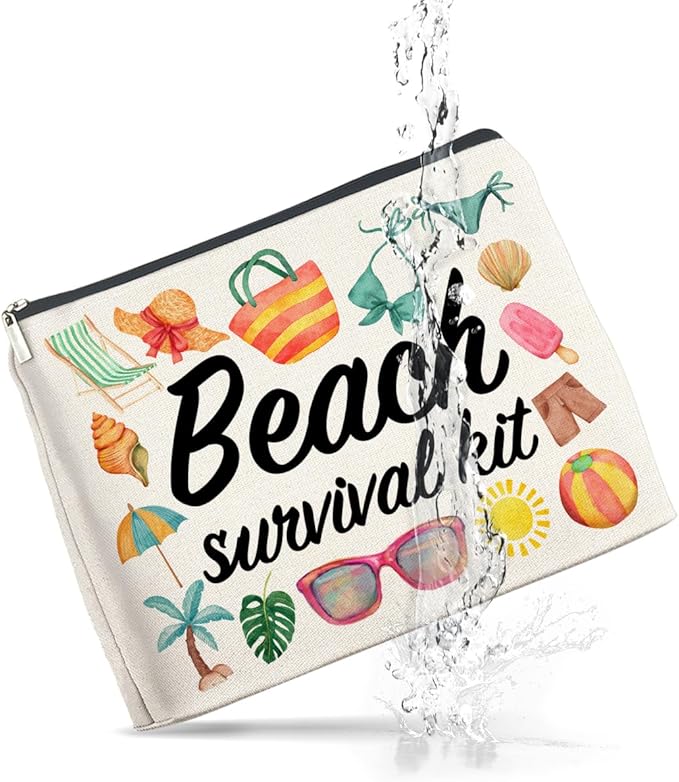 Beach Survival Kit Makeup Bag Beach Travel Gifts for Women, Multicolor Cosmetic Case