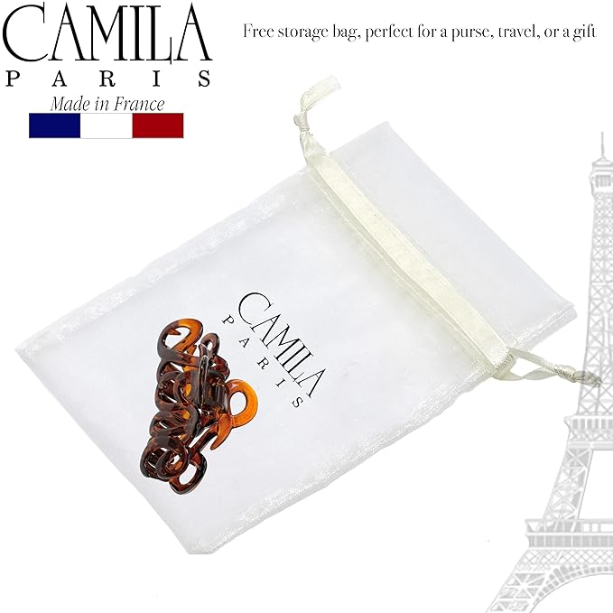 Camila Paris CP1380 French Hair Clip for Women, 3.25 inch Girls Hair Claw Clips Jaw Tortoise Cellulose, Fashion Durable and Styling Hair Accessories for Women, Strong Hold No Slip Grip, Made in France