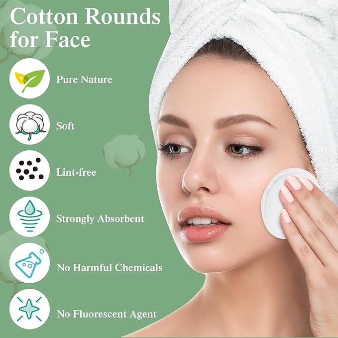 Maxcheck 3000 Pcs Cotton Rounds Bulk Exfoliating Rounds for Face Makeup Remover Cotton Facial Pads for Face Makeup Removal Toner Pads