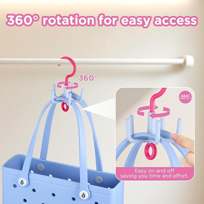 OUTXE 2-Pack Organizer Hooks for Bogg Bag Accessories, Multifunctional Stackable Storage ABS Hanger Hooks for X Large Medium Baby Bog Bag, Universal Rubber Tote Beach Bag Accessories