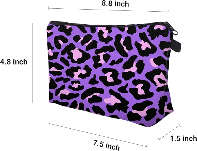 Cute Travel Makeup Bag Cosmetic Bag Small Pouch Gift for Women (Cheetah Print Purple)