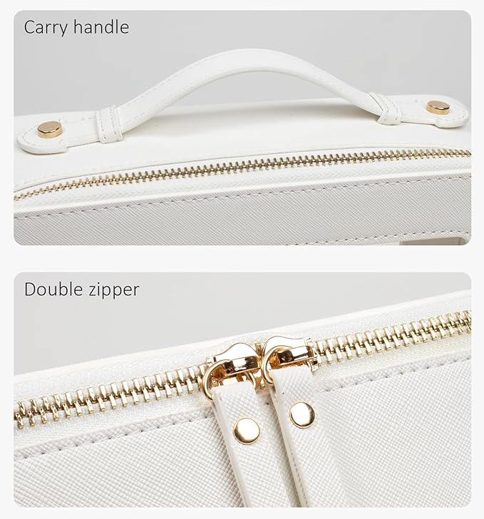 LETGO Clear Makeup Bags, TSA Approved Toiletry Bag with Zipper, Clear Makeup Organizer Large Fit Carry-on Travel Essentials,Clear Cosmetic Bags for Women Men (Large-White) (YunGoGo)