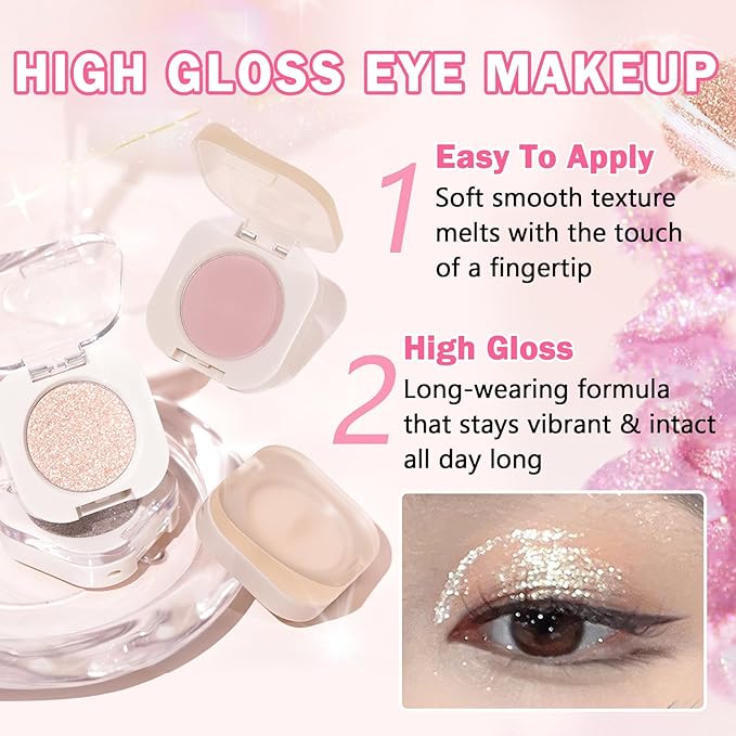 Glitter Eyeshadow Champagne Single, Ultra Fine Shimmer, Lightweight Sparkling Blendable Formula, Daily Multiuse Glossy Eyes Makeup (Weaving Maid)