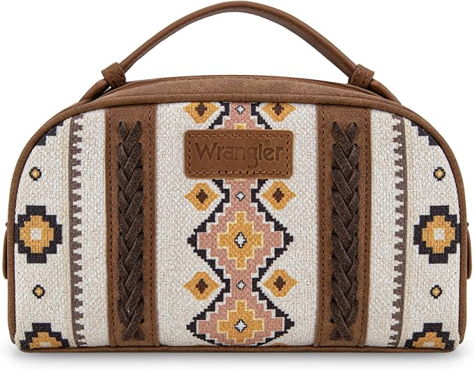 Montana West Wrangler Makeup Bags for Women Portable Aztec Toiletry Bag Southwestern Travel Cosmetic Organizer for Gift