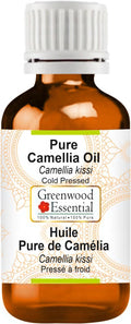 Greenwood Essential Camellia Oil (Camellia kissi) | Cold Pressed | Natural | Undiluted | For Diluting Essential Oils | For Hair, Skin & Massage | Men & Women | 50ml (1.69 oz)