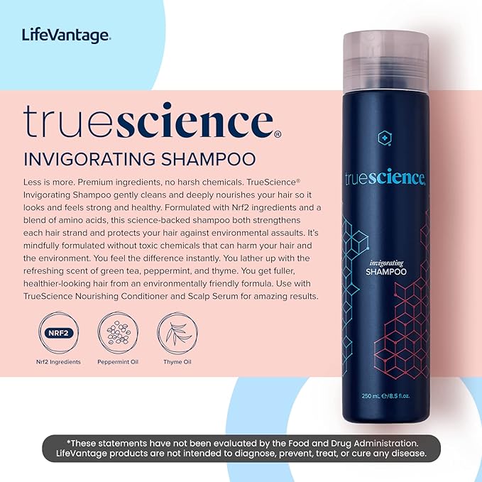 LifeVantage - Nourishing Hair Shampoo - Nrf2 Ingredients, Oil Complex, Peppermint Oil, Green Tea and Coconut Oil - 250ml