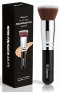 Lamora Makeup Brush Foundation Kabuki - Flat Top Face Brush for Liquid, Cream, and Powder Cosmetics - Full Coverage Blending, Buffing, Stippling, Contouring