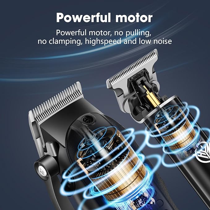 HIENA PRO Professional Hair Clippers Set for Men Cordless Hair Cutting Kit Barber Kit Rechargeable Clippers and Trimmers Set Clipper Set for Barbers with LED Display, Gifts for Men, (Black)