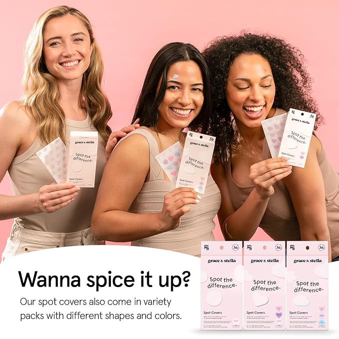 grace & stella Award Winning Pore Strip - Pimple Patches for Face - Hydrocolloid Acne Patches for Shrinking Zits, Breakouts - Spot Stickers - Dermatologist-Tested, Vegan (Invisible, 36 Count)