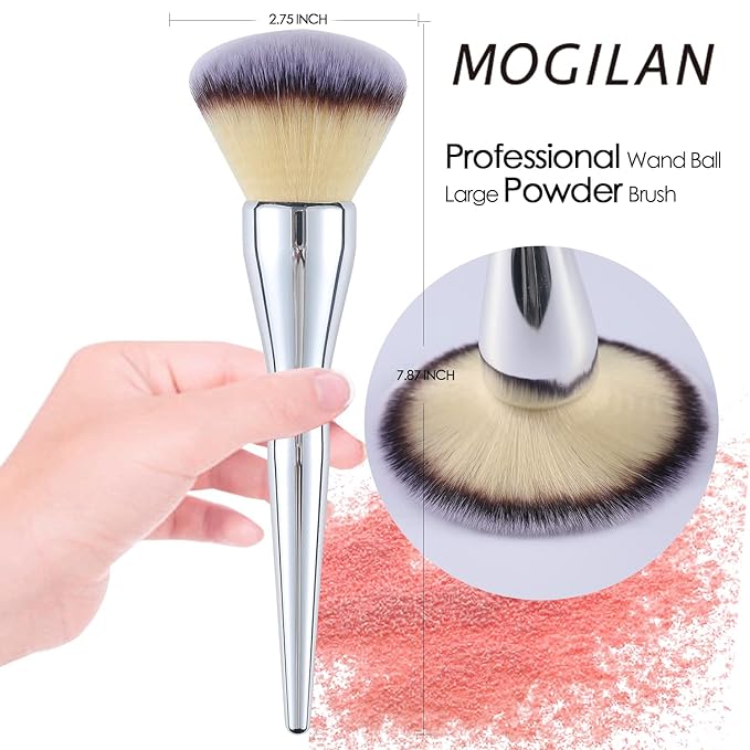 Powder Brush Large Foundation Brush for Pressd Powder Premium Fluffy Synthetic Kabuki Makeup Brush Perfect For Blending Buffing with Loose Powder Liquid Foundation Full Coverage