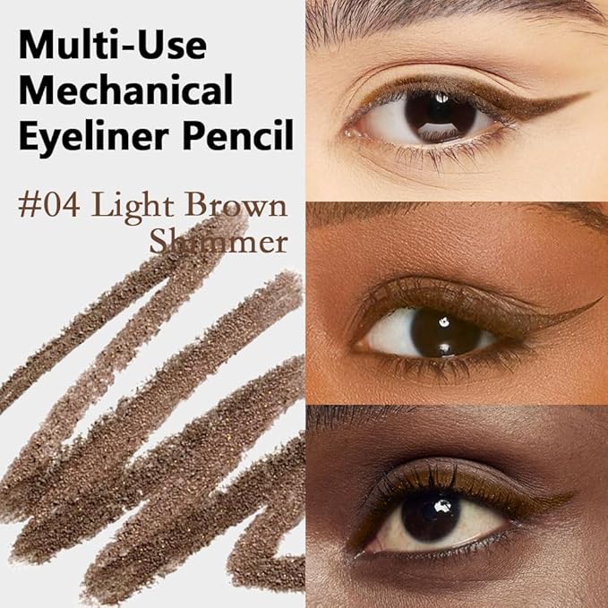 Kaely 2Pcs Dark Brown Light Brown Shimmer Gel Eyeliner Pencil, Smooth Eye Liner Waterproof Smudge Proof, Built in Sharpener, Long Lasting Eye Makeup, Vegan & Cruelty-Free, 02+04