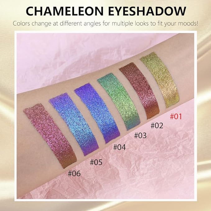 evpct Yellow Green Duochrome Chameleon Liquid Eyeshadow, Multichrome Metallic Glitter Liquid Eye Shadow Makeup for Women, Waterproof Multi Color Shifting High Pigment Holographic Iridescent Eyeshadow