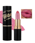 Metallic Rose Pink Glitter Lipstick for Women,Glitter Diamond Shiny Shimmer Nude Lip Gloss Long Lasting Sparkling Waterproof Matte Lipgloss Lipstick,High Pigmented Red Lipstain Lip Color Makeup -03