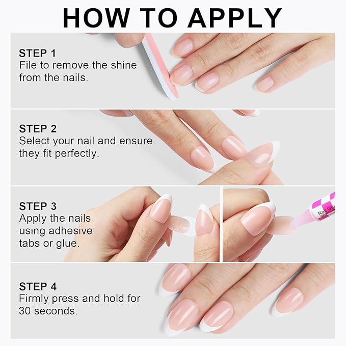 16 size super short almond press on nails for women,32 pcs Ombre petite oval nails with glue and stick ，Ombre