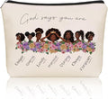 Inspirational Christian Makeup Bag Gifts: God Says You Are Themed Cosmetic & Toiletry Organizer Pouch For African American Black Teen Girls & Women.Ideal Gift For Travel, Birthdays, & Christmas.