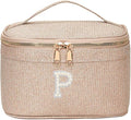 EURYNOME Makeup Bag with Custom Letter P, Water-Resistant Travel Organizer Pouch, (8.3x5.1x5.1 Inch) Cosmetic Case for Women